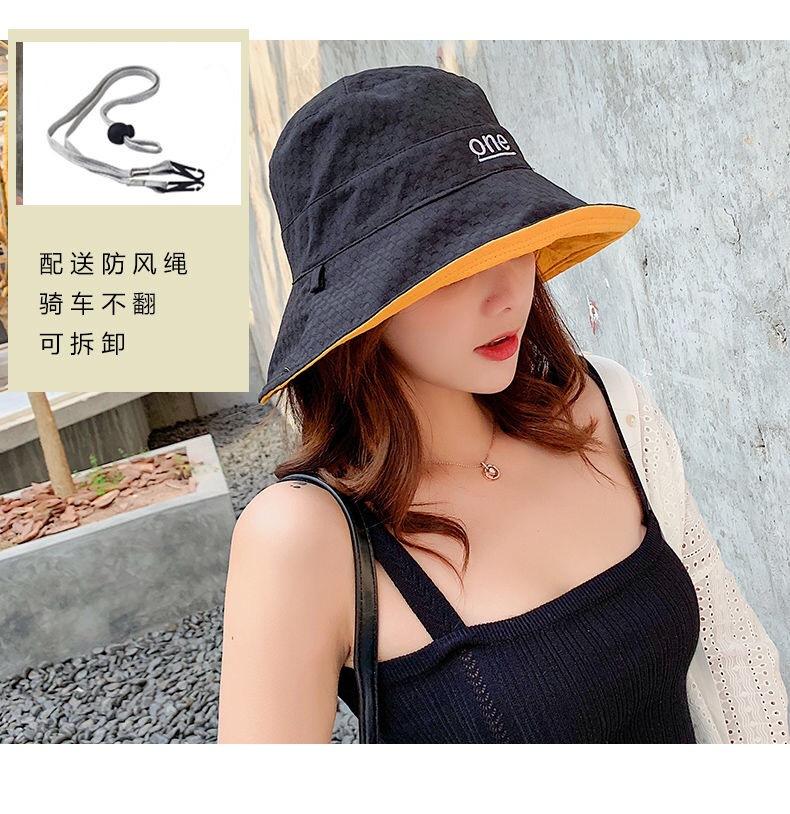 Breathable Versatile Double-sided Fisherman's Hat Children's Letter Sunscreen Sun Hat Big Eaves Summer ONE Sun Hat