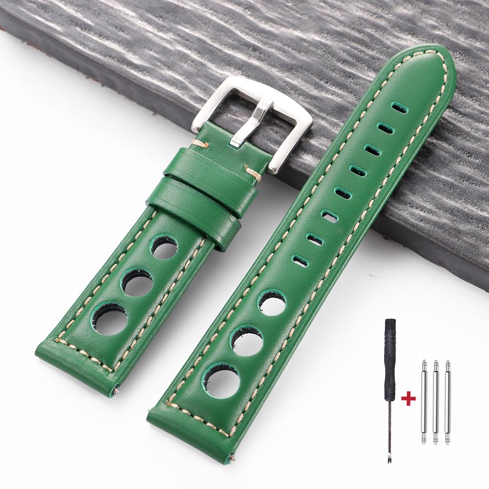 Vintage Cowhide Genuine Leather Watch Strap 20mm 22mm 24mm 26mm Metal Pin Buckle Band Breathable Watchband bracelet belt for men