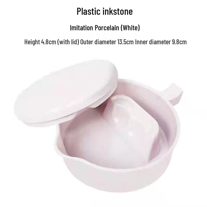 Versatile Inkstone Set: Plastic Inkstone with Lid, Ceramic Inkstone, Ink Cartridge, Calligraphy Dish, Brush Washer.