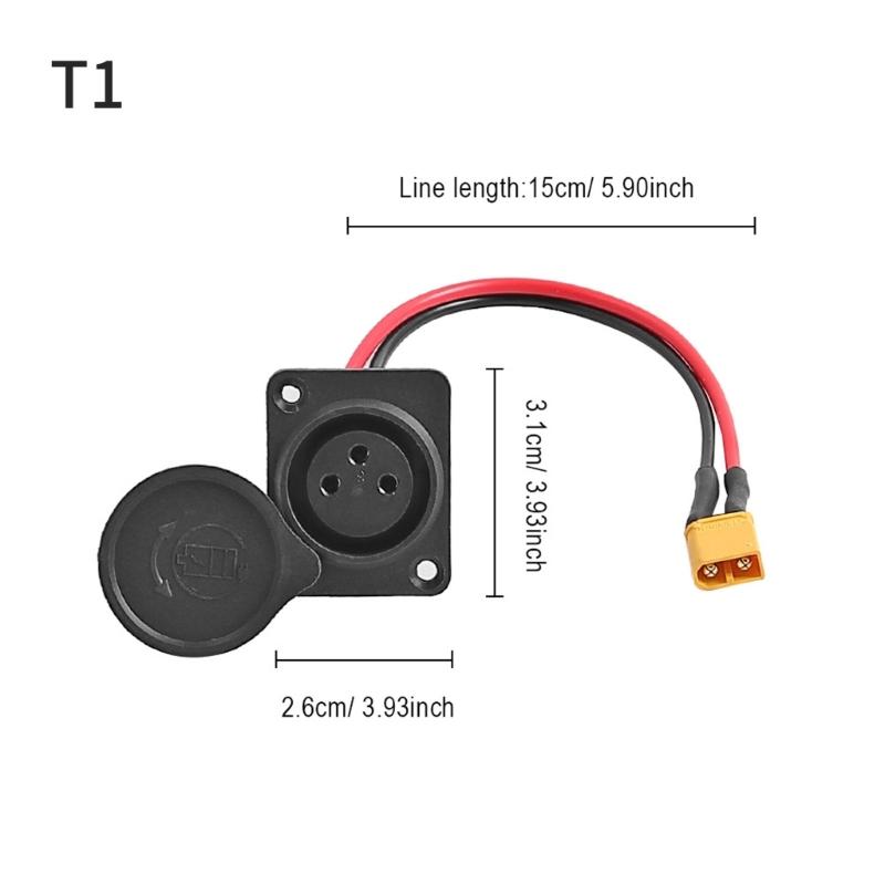 Porta di Ricarica con Spina Femmina a 3 Pin Leggera per Scooter Elettrico, Porta di Ingresso Alimentazione con Protezioni Elettriche Migliorate