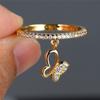 Luxury Female Crystal Butterfly Pendant Rings Gold Silver Color Engagement Ring Charm White Zircon Wedding  For Women