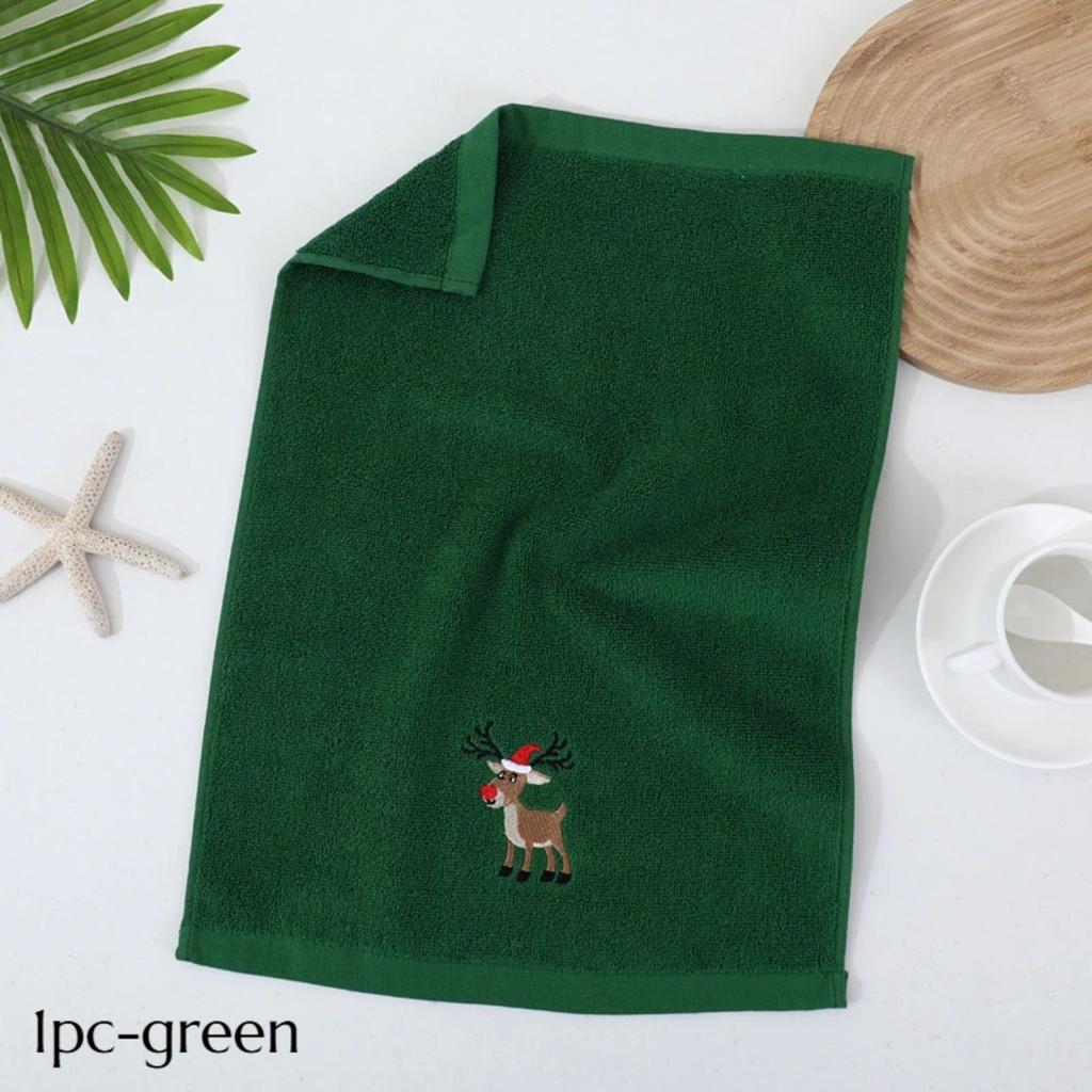 Santa Reindeer Ornament Design Vintage Christmas Towels Uses For Kitchen Bathroom Holiday Decoration