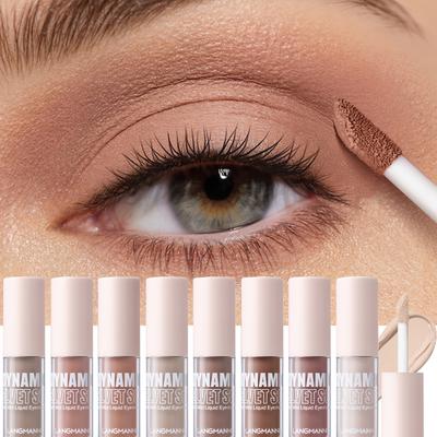 8pcs/Set Soft Mist Liquid Eyeshadow, Nude Dynamic Velvet Soft, Glides On Smoothly+Blends Easily, Light Feel, Non-Sticky, Long-Lasting Wear Eyeshadow