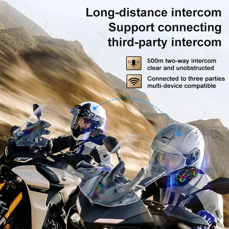 Motorcycle Helmet Intercom 500M V6.0 Bluetooth Interphone FM & Music Share Headset Handsfree Call Noise Reduction Waterproof