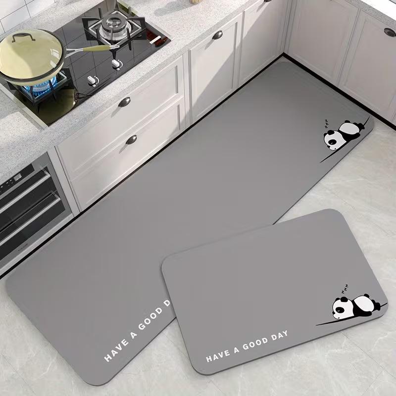 Nordic Style Diatomaceous Earth Floor Mat Set: Dirt-Resistant, Easy to Clean, Two-Piece Long Strip for Kitchen and Entrance.