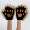 Fuzzy Cat Paw Gloves Half-Finger Cosplay Costume Accessory Halloween Winter Warm Wear