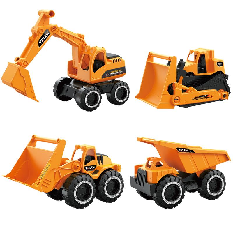 Children'S Large Simulation Sliding Construction Vehicle Toy Set Excavator Bulldozer Toy Car Stall