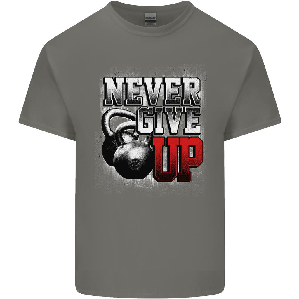 Never Give Up Gym Training Top Bodybuilding Unisexs Light Cotton TShirt