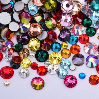 Taladro plano de tamaño mixto Ss3-Ss16, Diamante de pegatina DIY para funda de teléfono móvil, Cristal de vidrio, Joyería de arte de uñas creativa, Accesorios