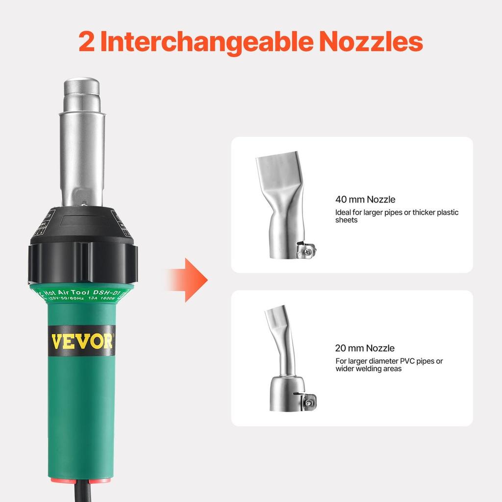 Horkovzdušná plastová svářečka 1600 W PVC TPO Vinyl Horkovzdušná pistole & 5 příslušenství