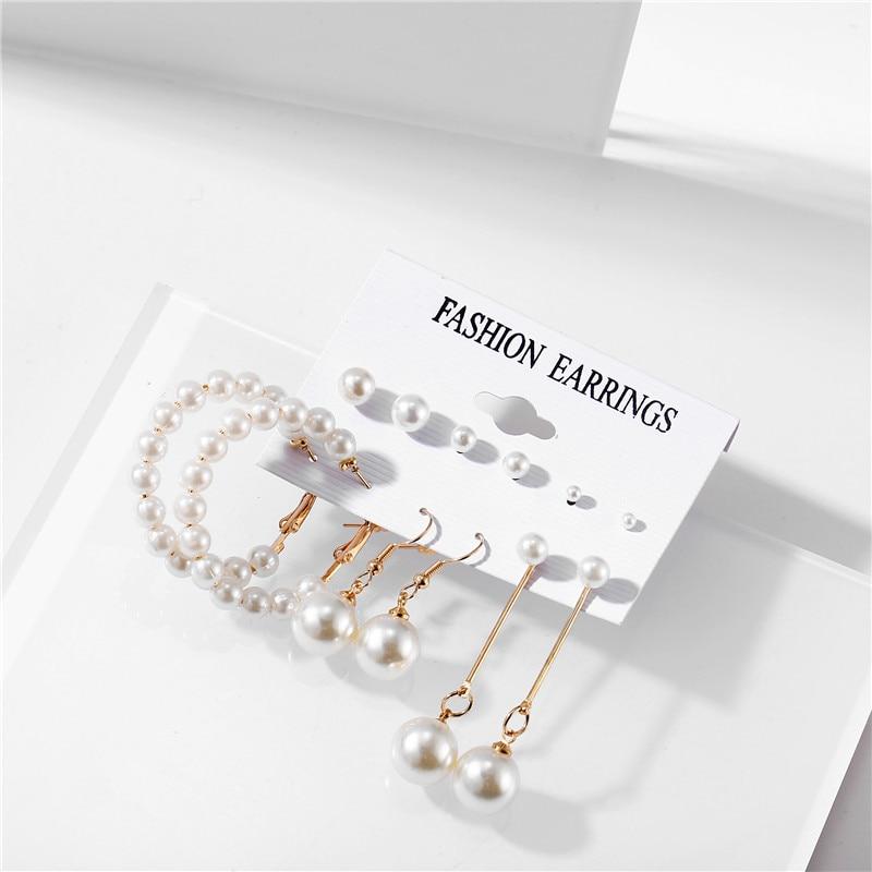 17KM Trendy Pearl Hoop Earrings for Women Fashion Gold Geometirc Circle Butterfly Earrings Brincos Gift Wedding Jewelry