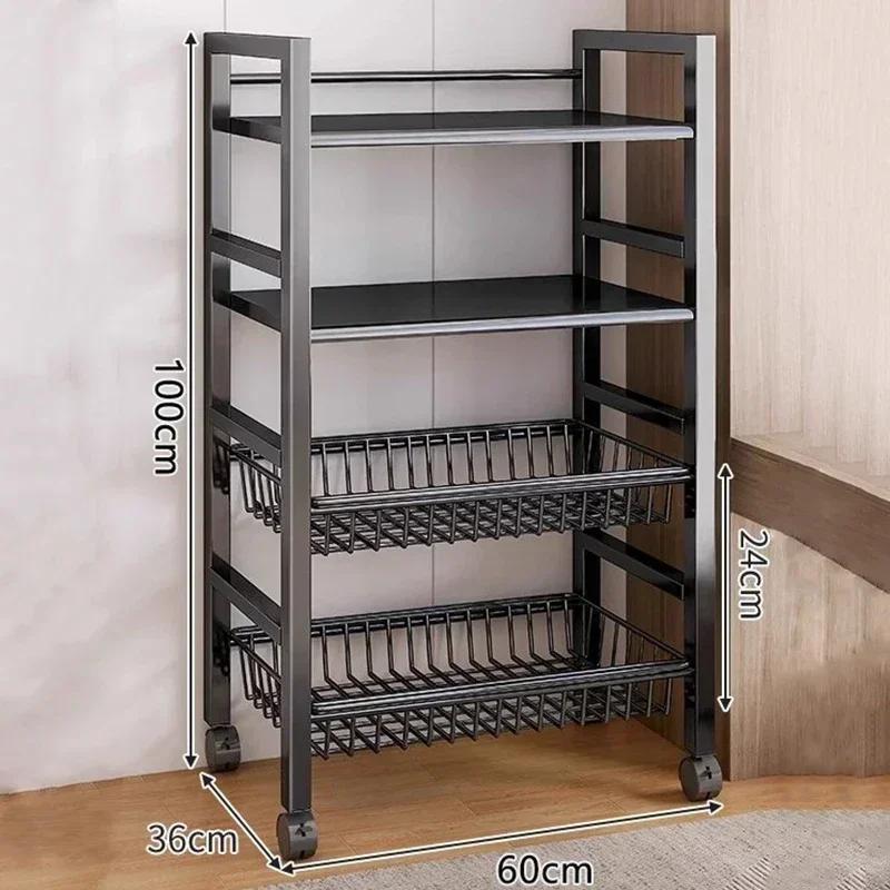 

Кухонная тележка-корзина для овощей, передвижная, стеллаж для хранения микроволновой печи, многофункциональная кухонная полка для хранения, тележка для экономии места