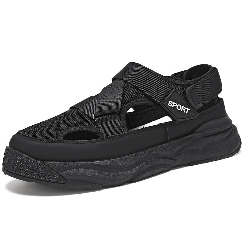 Men's wrapped toe high-end sandals summer outdoor casual beach shoes breathable sports slippers thickening soft bottom non-slip