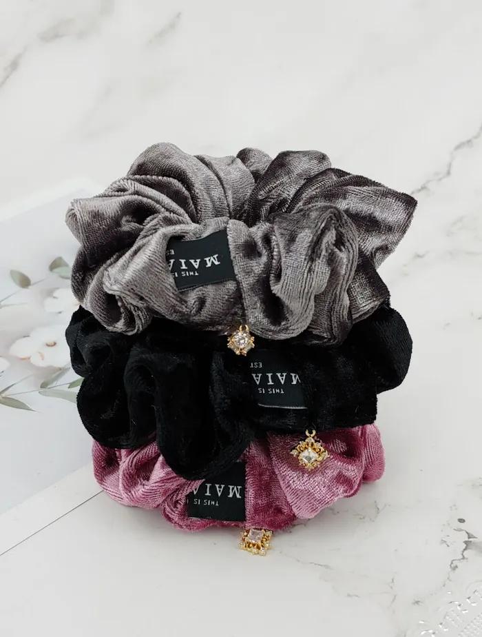 Maia Velvet Shining Scrunchie Pink