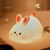 Night Light Silicone Big Face Rabbit Tap USB Rechargeable with Dimmable Timer Soft Eye-Protective LED Night Light