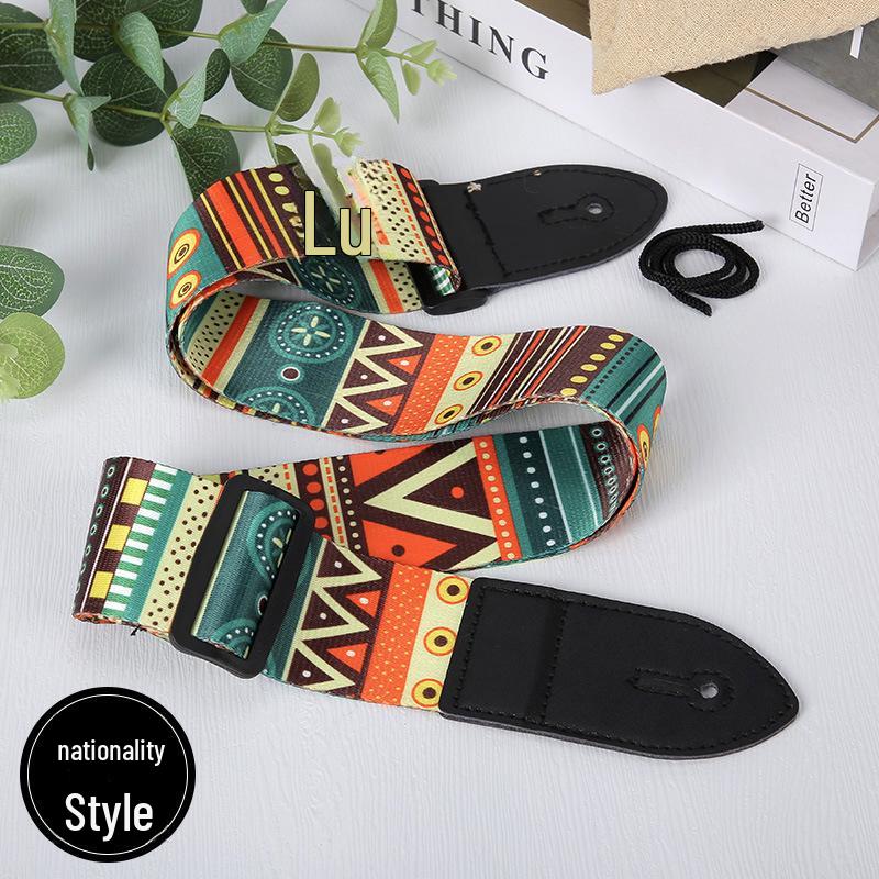 Ethnic Style Widened Wooden Guitar Shoulder Straps - Electric Guitar Polyester Printed Straps