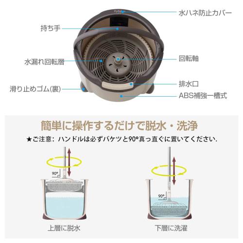 Eyliden Rotating Mop, Floor Mop with Wiper, Rotating Mop Set, 2 Cloths, Replacement Bucket, Single Layer, Cleaning, Spinning, Dry Mopping, Wet Mopping