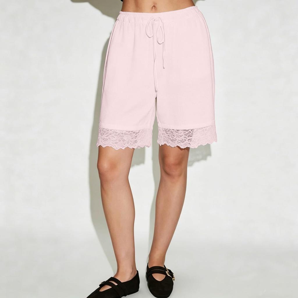 Women's Casual Drawstring Lace Wide Leg Shorts - Lightweight Summer Fashion Bottoms for Beach, Daily Wear