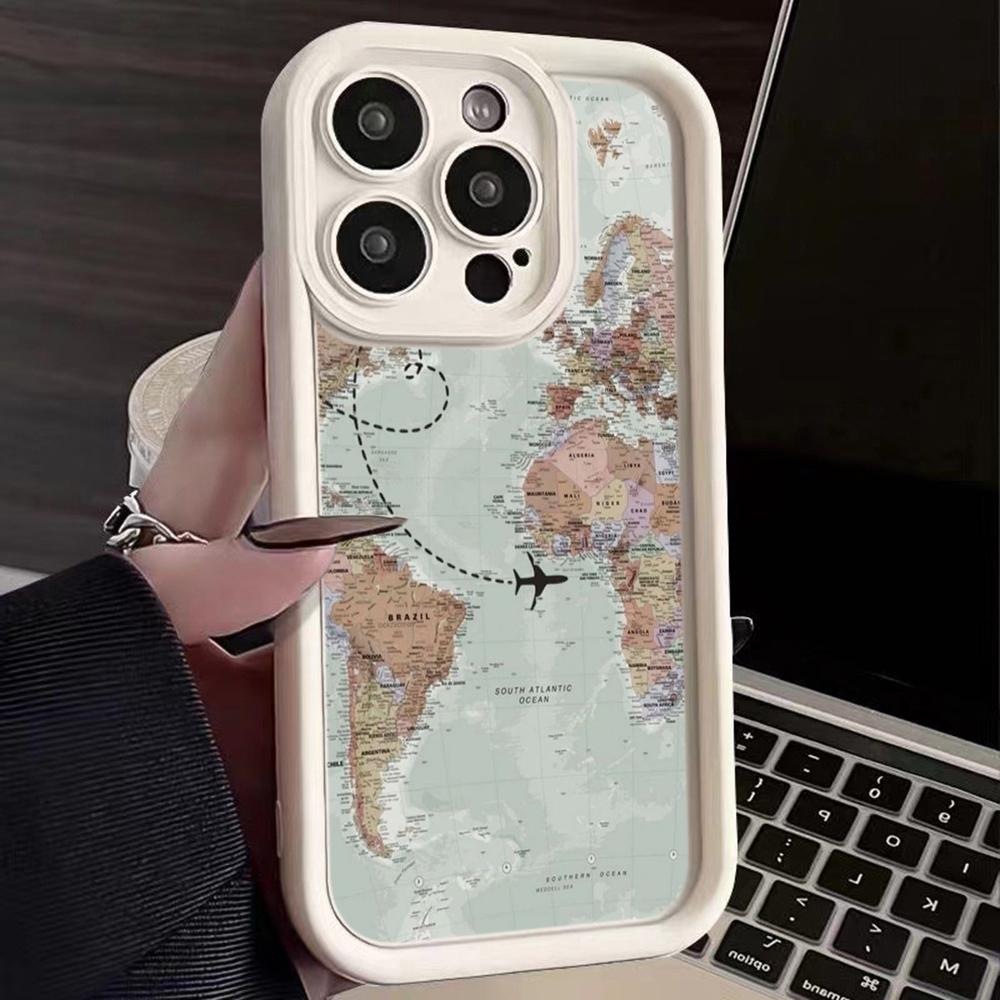 LZ24 Map airplane trajectory art Silicone Phone Case for Infinix Smart9 Hot 40i Tecno Camon20 Moto G22 G30 OnePlus Google Pixel9 Shockproof Back Cover