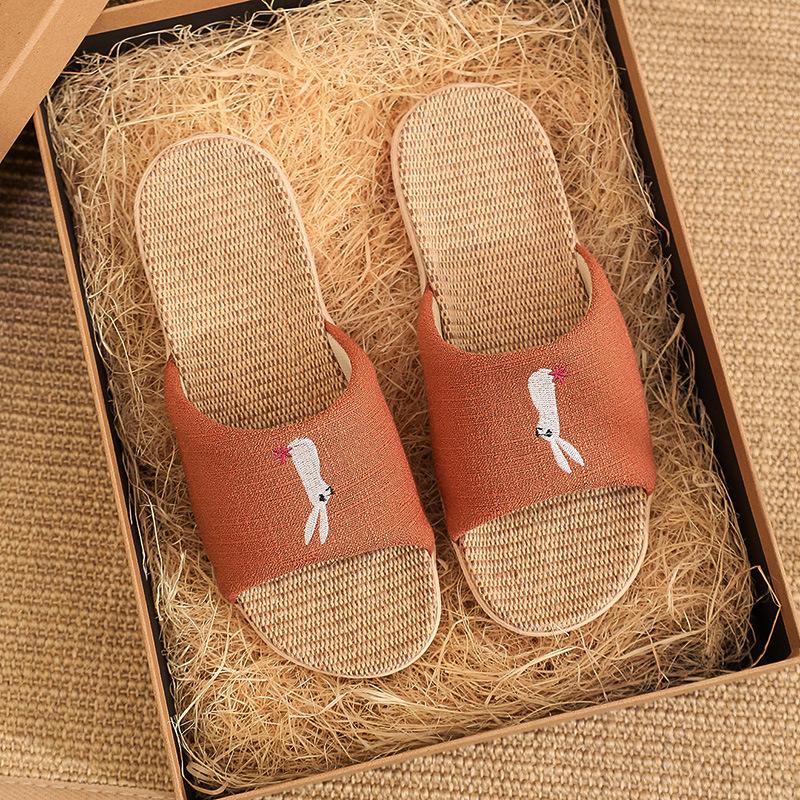 

Модные дышащие хлопково-льняные тапочки для женщин и мужчин, домашняя обувь для помещений, противоскользящие, легкие, милые мультяшные парные тапочки для дома, напольные шлепанцы 35-36 оранжевый