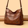Women's Leather Crossbody Bag Large Capacity Multi-pocket Shoulder Bag for Middle-aged Mom Daily Life  and Weekend Outings