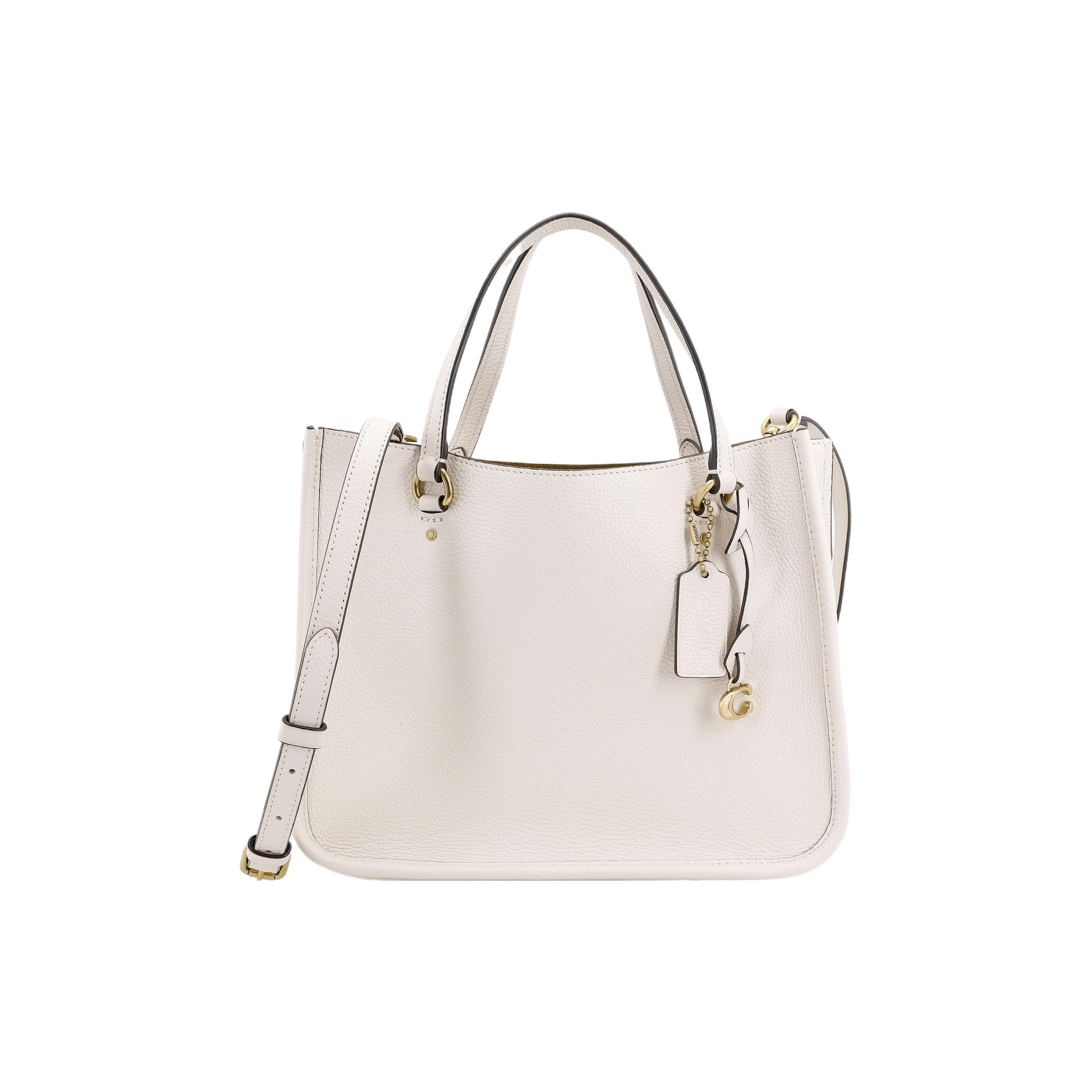 

New COACH Leather Shoulder Bag Tote Bag Portable Crossbody Bag Shoulder Bag Women s White C3460-B4HA 29.0*11.9*23.1CM