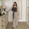 New Arrivals Open Run Women Slim Fit Rib Tank Top Waist Strap