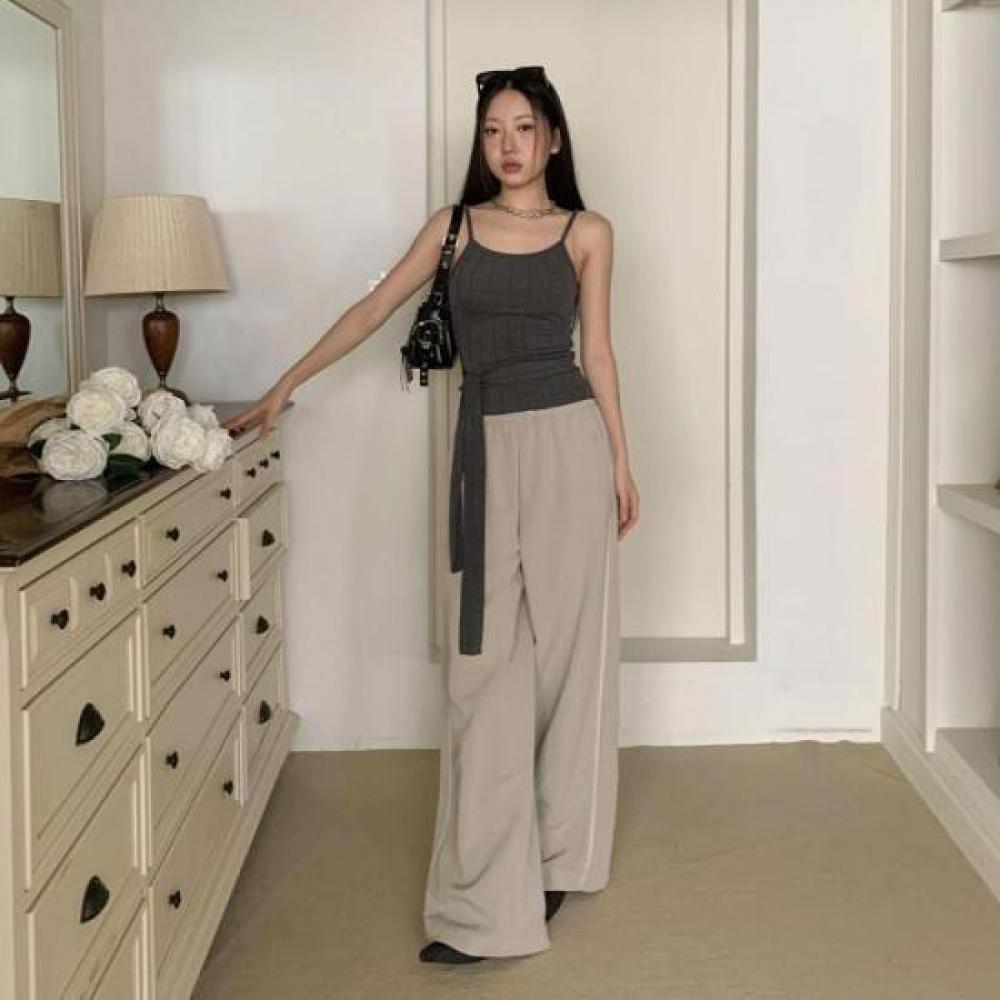 New Arrivals Open Run Women Slim Fit Rib Tank Top Waist Strap