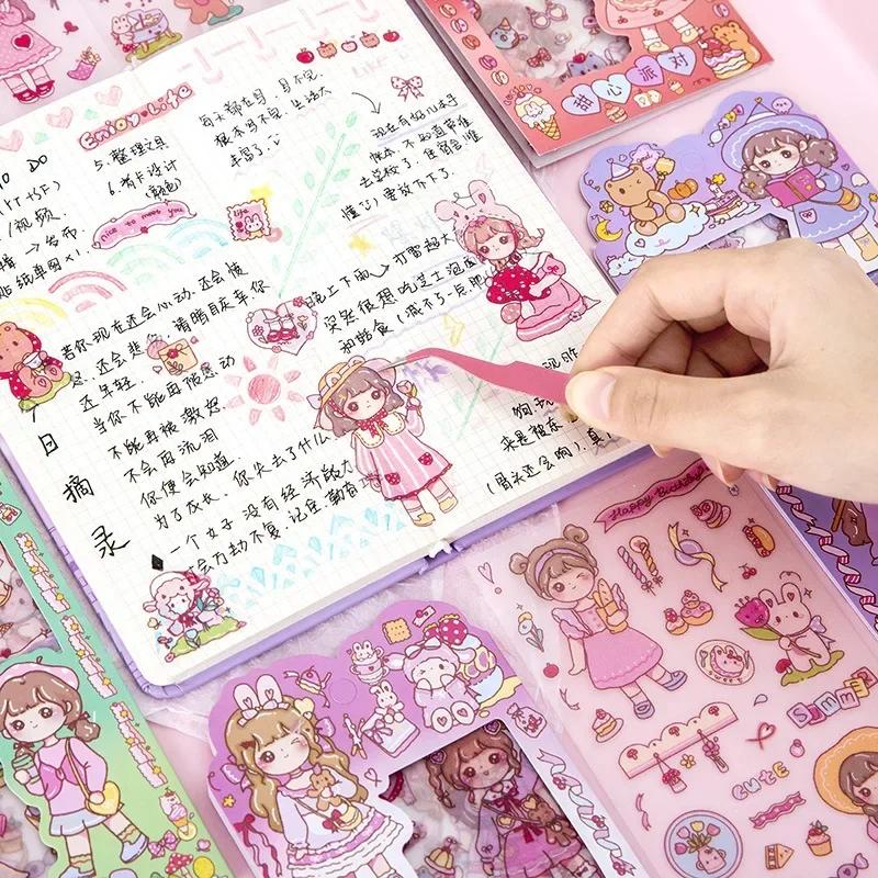 Kawaii Girl Stickers Cute DIY Scrapbooking Journal Decor Princess Stickers Kids Gift Stationery School Supplies