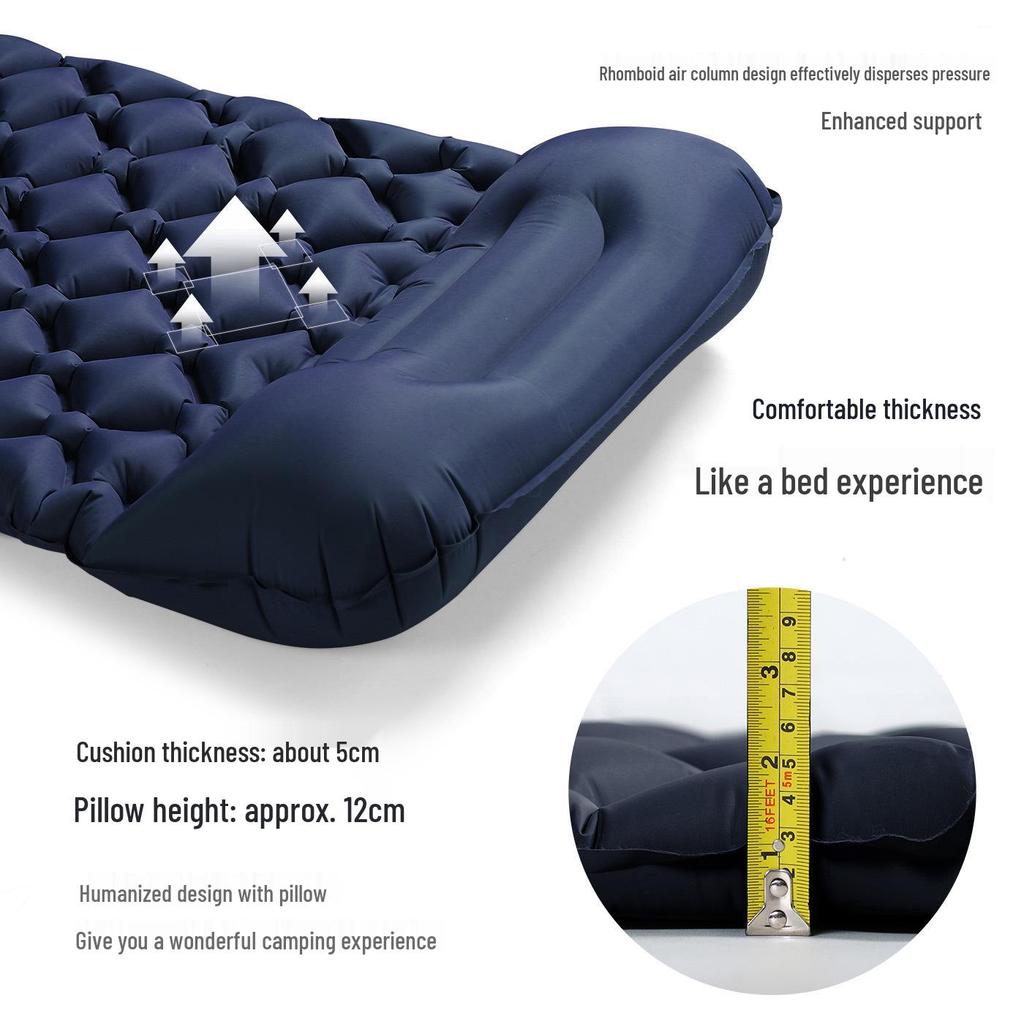 TPU Inflatable Foot-Pumped Camping Pad: Lightweight Outdoor Air Mattress, Moisture-Proof for Mountaineering and Naps