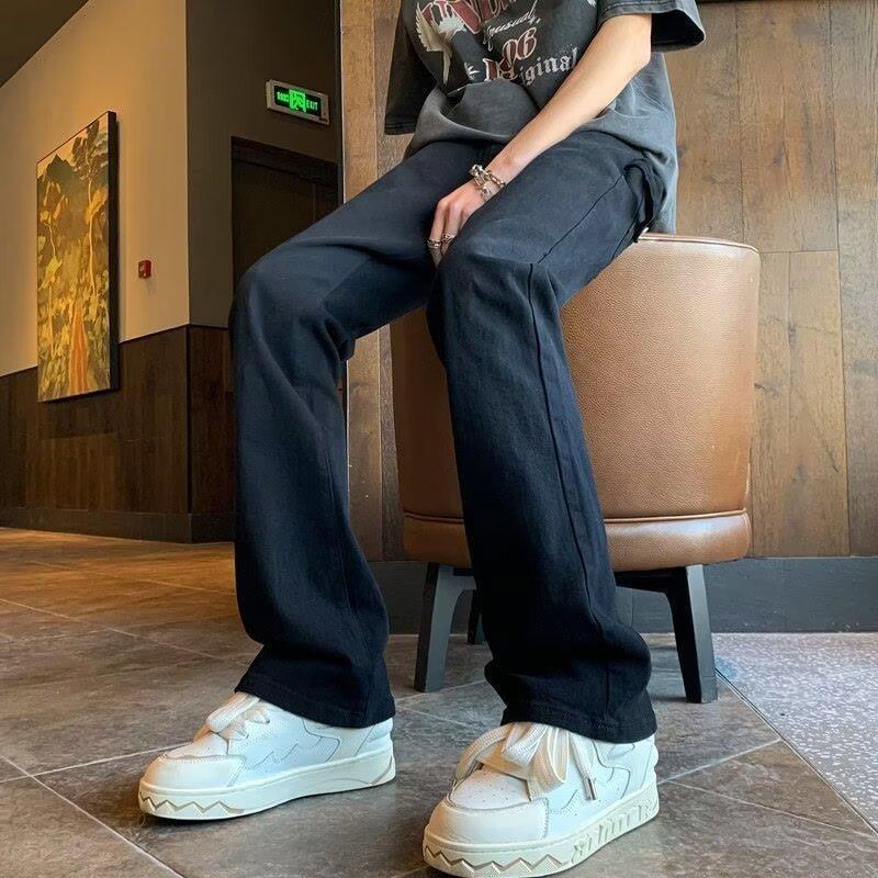 American High Street Jeans Men's Trendy Brand Slim-fitting Slightly Pulled White High-end Straight Pants Summer Thin