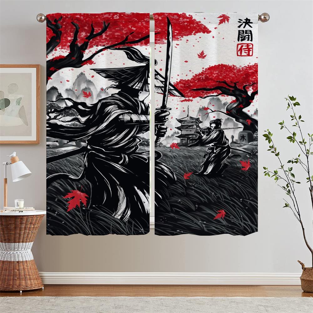 Japanese Samurai Cheap Things With Free Shipping for Home Interior Curtains for Living Room Blind Cover Curtain Tiebacks Blinds