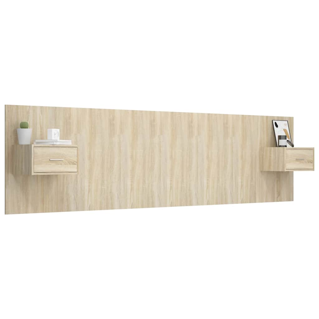 Headboard with Nightstands Sonoma Oak Wood Based Panel
