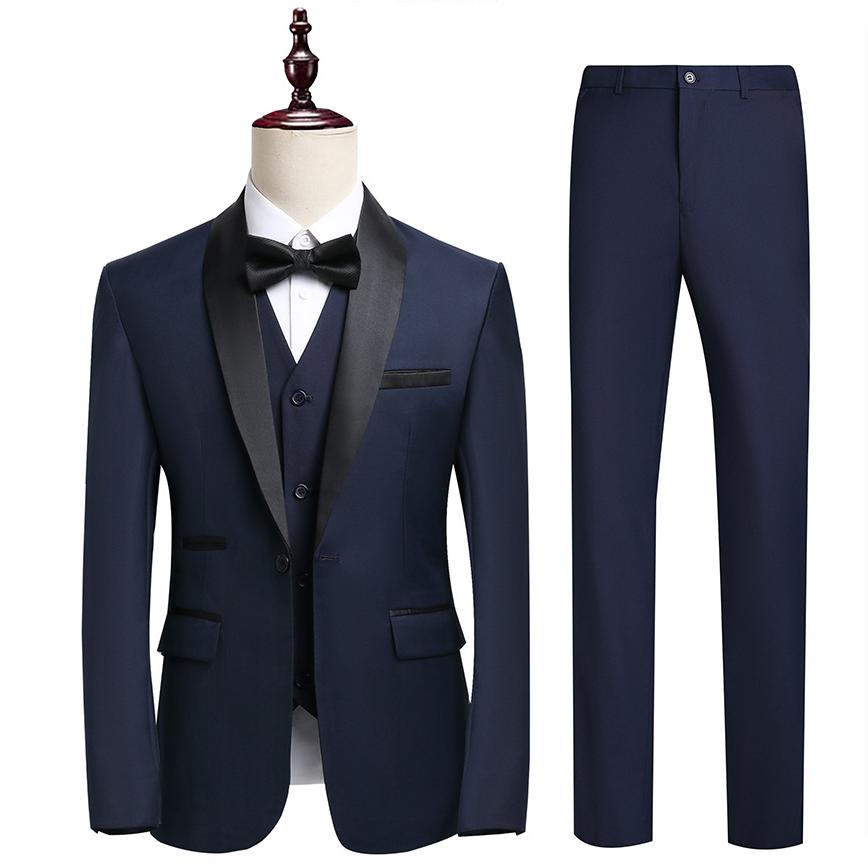 Men's Business Casual Suit Suit Men's Wedding Groom Dress Slim Suit Men