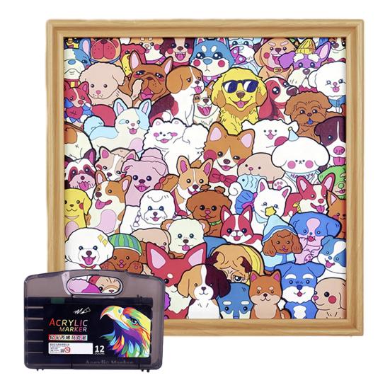 Wooden Rabbit Coloring Puzzle Kit with Marker Pens Glue DIY Hand-Painted 3D Irregular Bunny