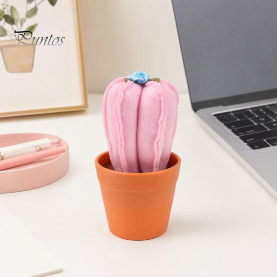 Decorative Artificial Plant for Office Handmade Cactus Ornaments, Soft Fabric Potted Desk Small Succulents Decor Decor, No Watering Mini Desktop