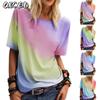 QICED Women's Fashion Casual Short Sleeve O-Neck  Blouses & Shirts