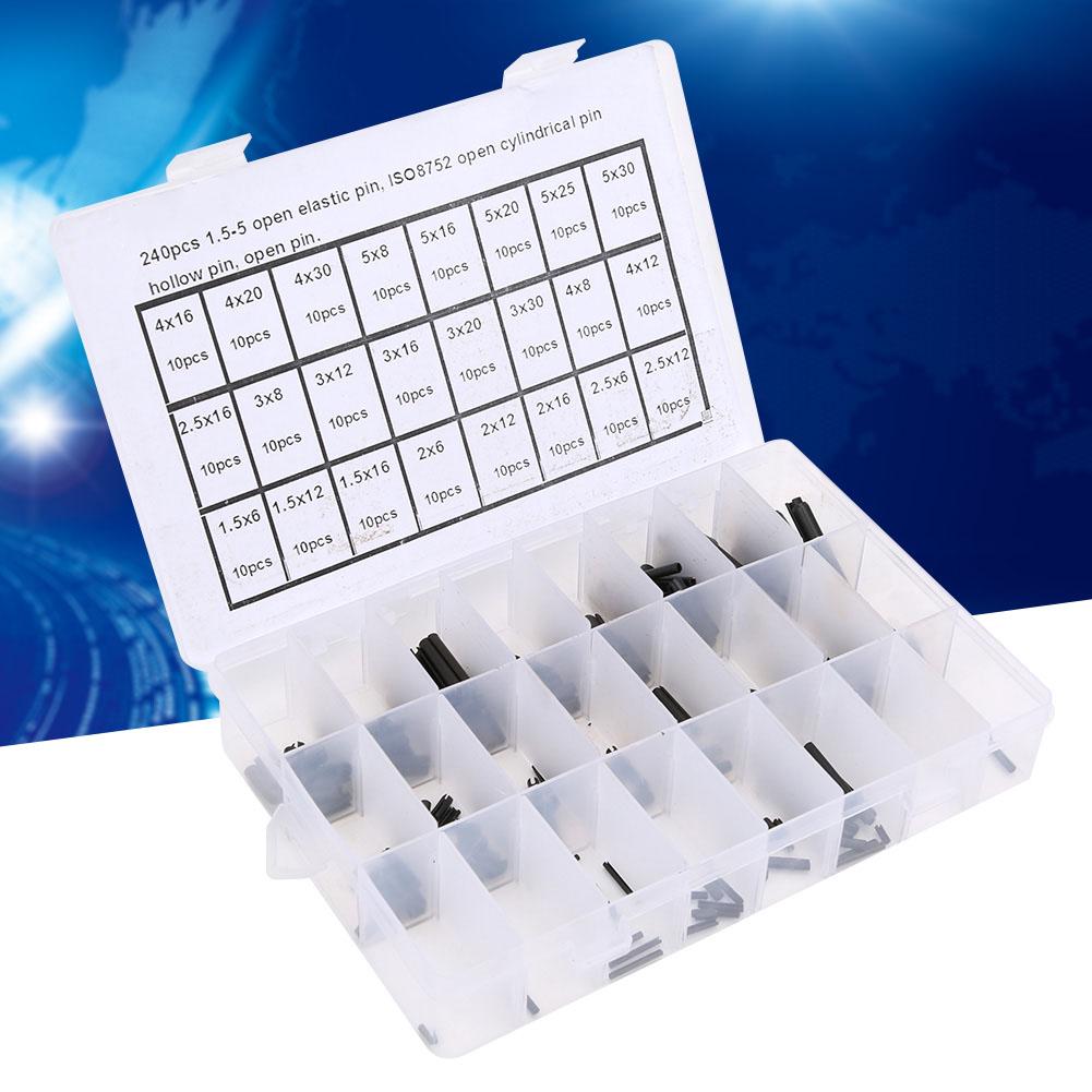 240Pcs Elastic Cylindrical Pin Carbon Steel Hollow Positioning Auxiliary Parts 1.55