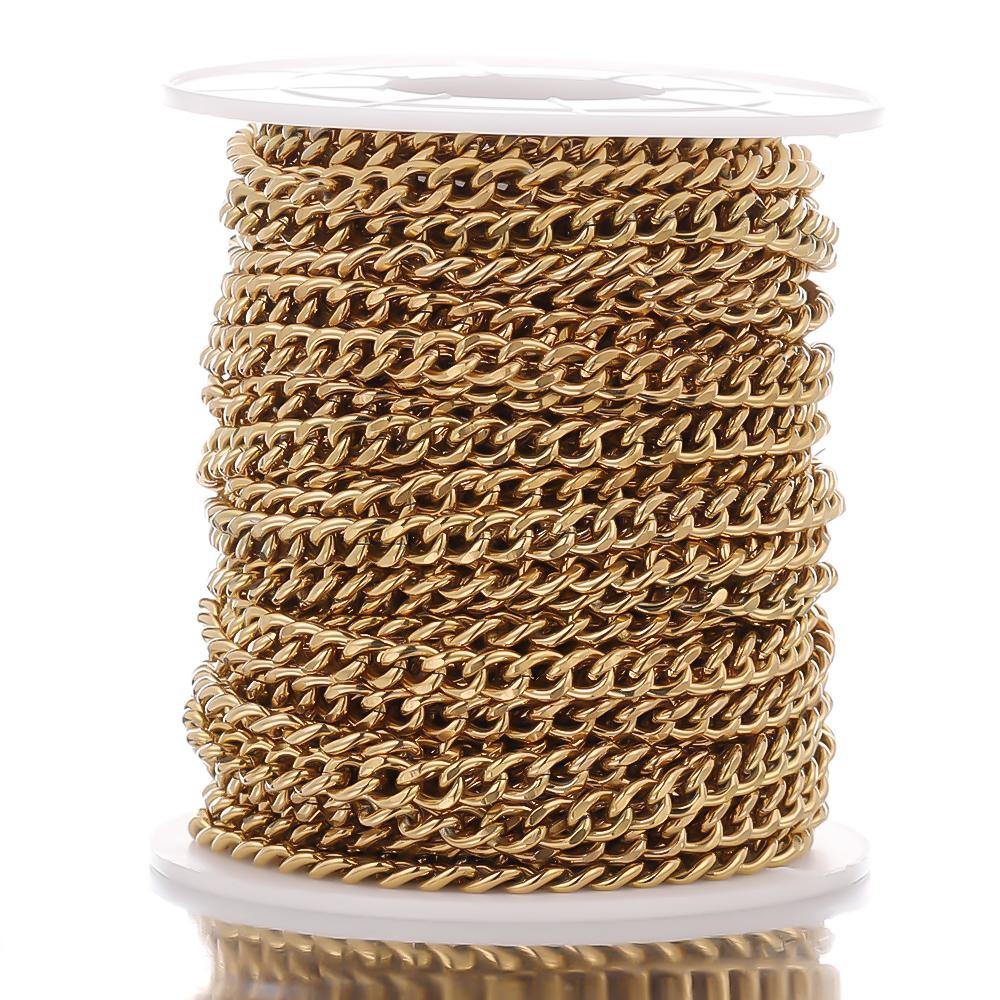 1 Meter Stainless Steel Cuban Chains Bulk for DIY Jewelry Making Crafts Bracelet Accessories Handmade Hip Hop Necklace Findings