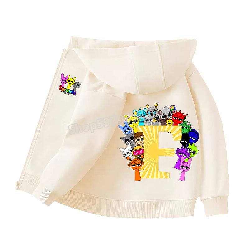 Kids Clothing Gift Child Cardigan Jacket Anime Cartoon A-Z Letter Windbreaker Hooded Girl Clothes Casual Thin Tops Coat