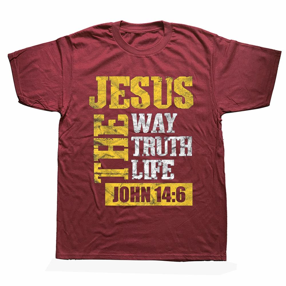 Unisex Jesus The Way Truth Life John 14:6 Christian T Shirts Graphic Cotton Streetwear Short Sleeve Birthday Gifts Summer Style T-shirt