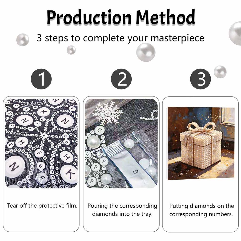 DIY Mini Framed Pearl Bead Art Kit Gift Box Design Sparkling Canvas Painting Relaxing Craft for Adults Handcrafted Home Decor Art Set