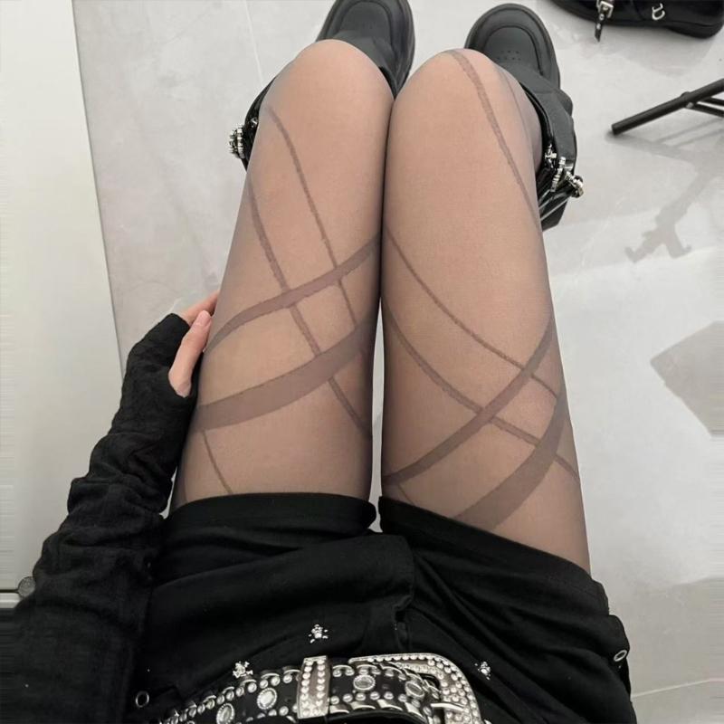 Women's Irregular Crisscross Pattern Nylon Tights Stockings Sheer Pantyhose For Professional Outfits Or Casual Event