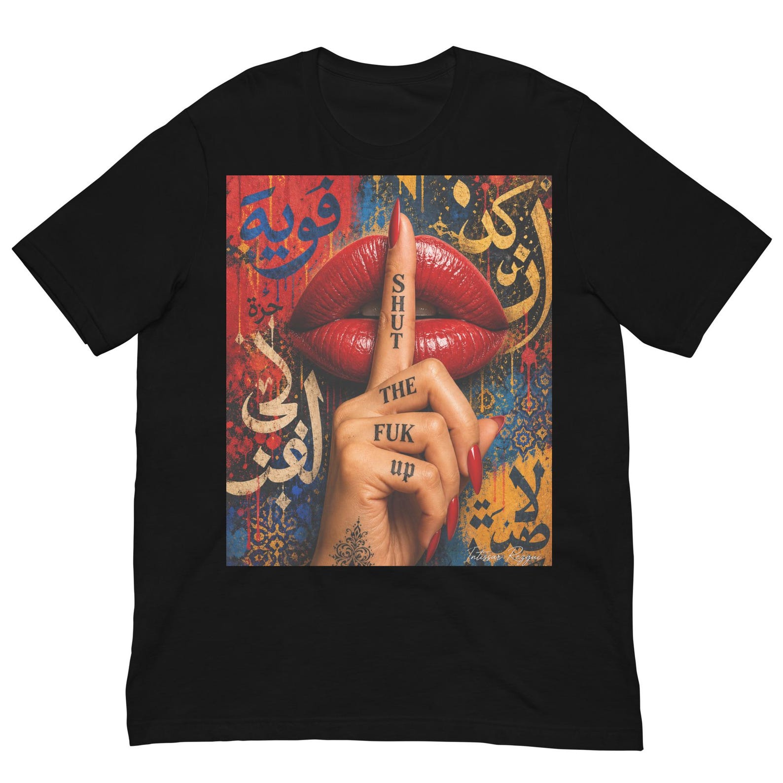 Shut The F Up T-Shirt, Arabic Graffiti Shirt, Red Lips Graphic Tee, Edgy Streetwear, Rebel Attitude Shirt, Bold Statement Gift 3XL