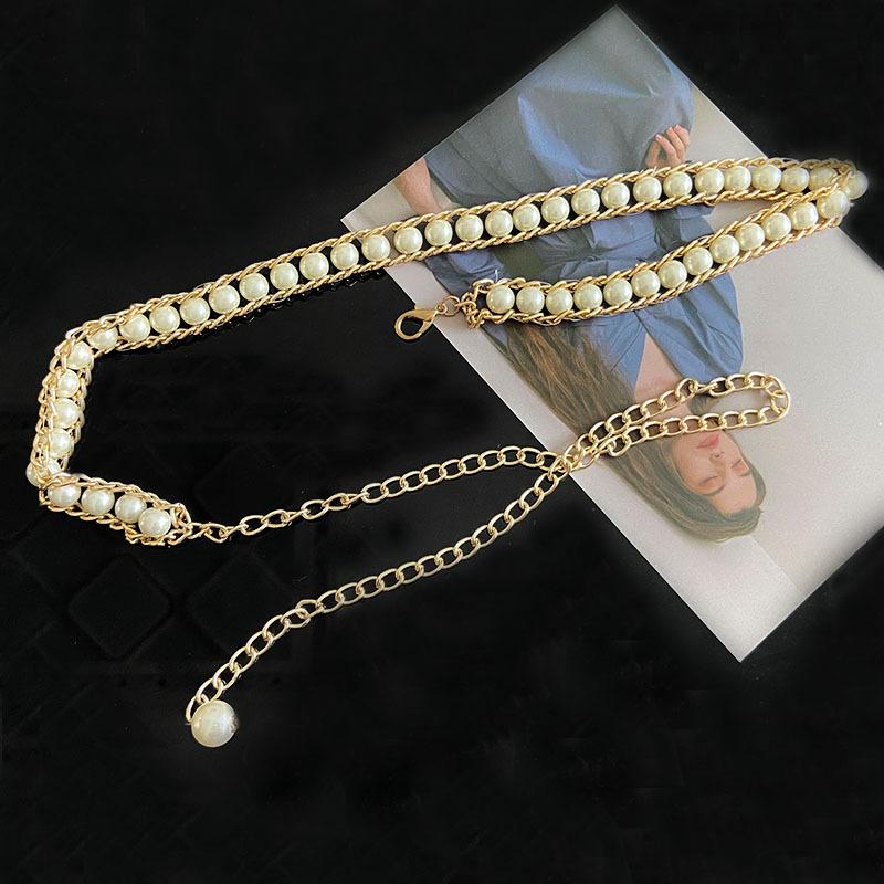 Meier Pearl Waist Chain for Women, Beaded Skinny Belt, Matching Dress Belt for Ladies