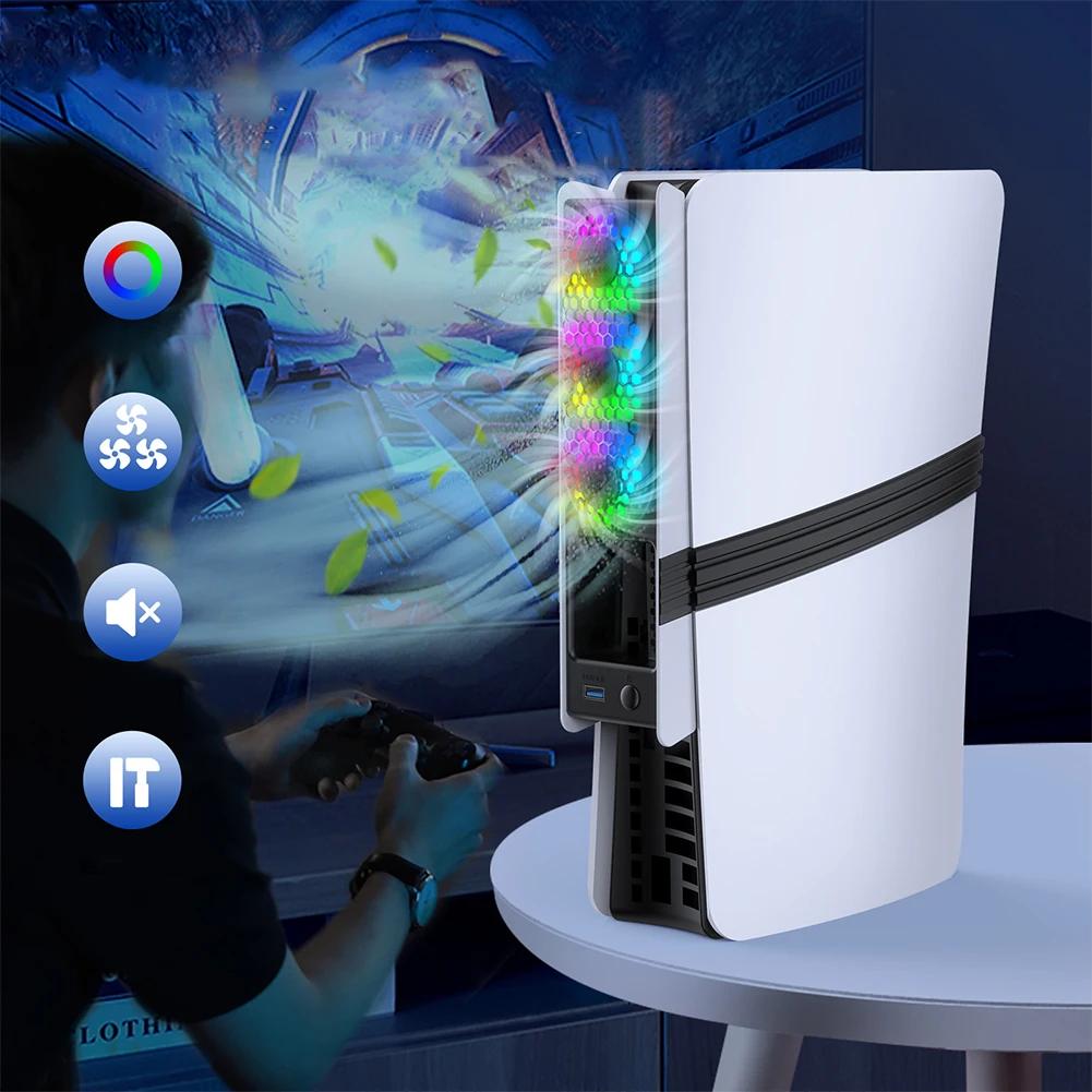 For PS5 Pro/PS5 Slim Cooling Fan Efficient Cooling System Game Console Cooling Fan for PS5 Pro/Slim Disc and Digital Edition