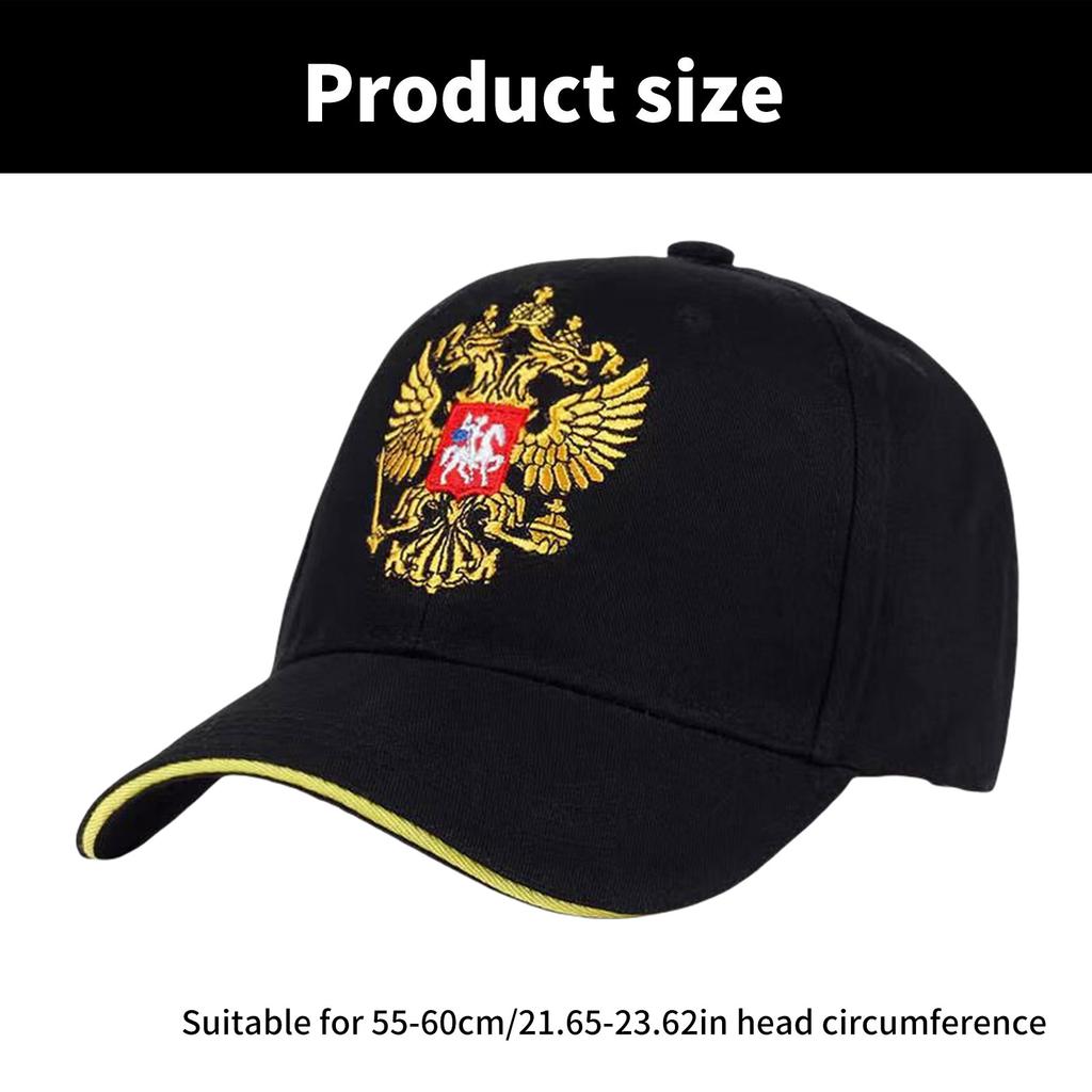 Embroidered Russian Emblem Cotton Baseball Cap Adjustable Comfortable Sunproof Snapback Hat for Sports and Casual Wear