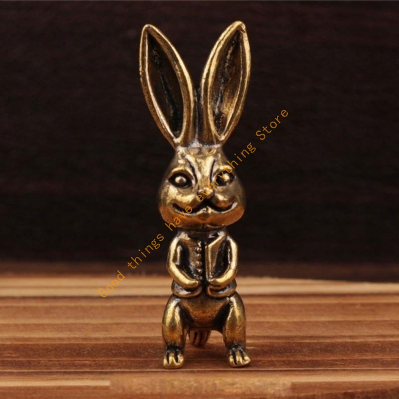 Miniature Brass Cats Elephant Statue Vintage Antique Sculpture Decors Tabletop Shelf Display For Animal Enthusiasts 55KF