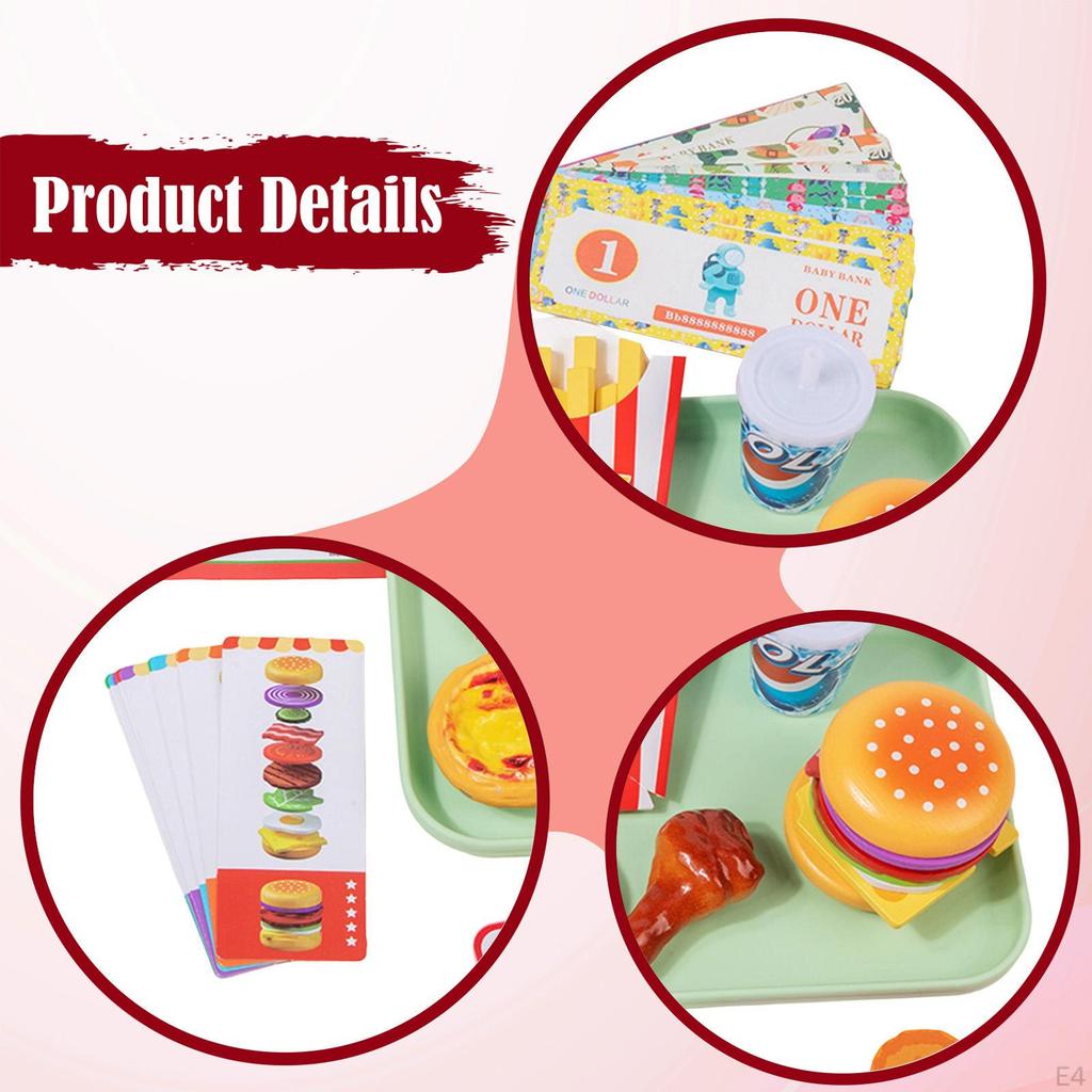 Play Food Sets for Kids Kitchen Year Wooden Fast Hamburger Set Style A