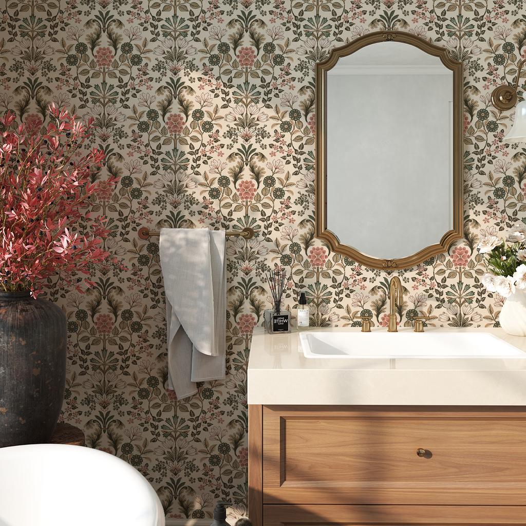Thickened Wallpaper Self-Adhesive High-End Wall Decoration Flower Green Plant Wall Sticker Room Decoration